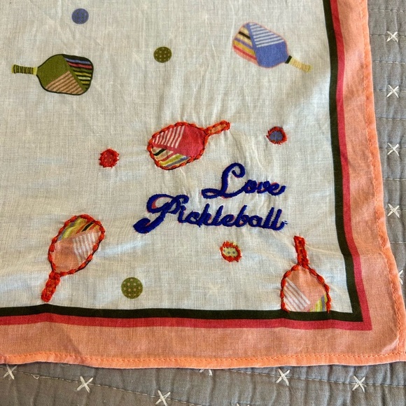 (Bundle 2 for $20) Joie Embroidered Peach and Cream Cotton Scarf - Pickleball - Picture 3 of 4